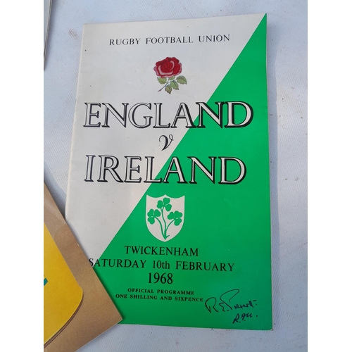 235 - Box of books : signed Rugby programme