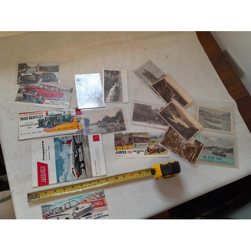 244 - Incomplete and partially made Airfix model with early - mid 20th century black and white and coloure... 