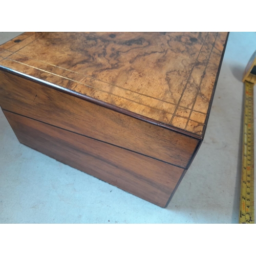 300 - Victorian burr walnut travelling writing box with Bramah lock, fully fitted interior with hidden dra... 