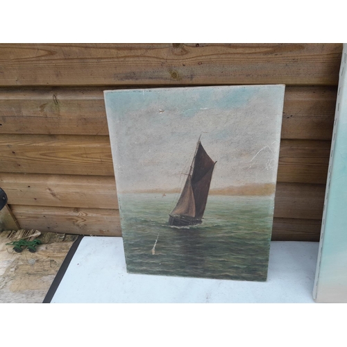 349 - 20th century oils on canvas, still life and marine scene & watercolour by M E Hebdige