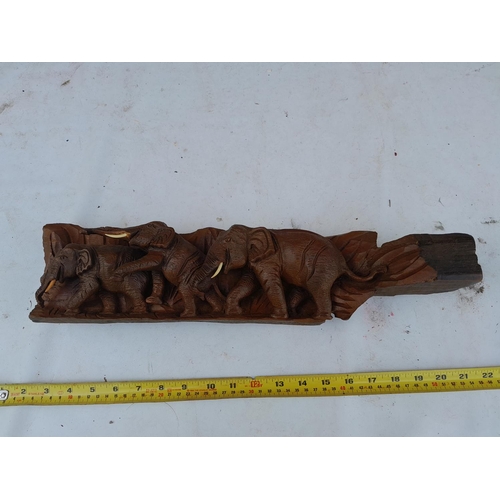 14 - Vintage South East Asian carved teak wood elephant ornament