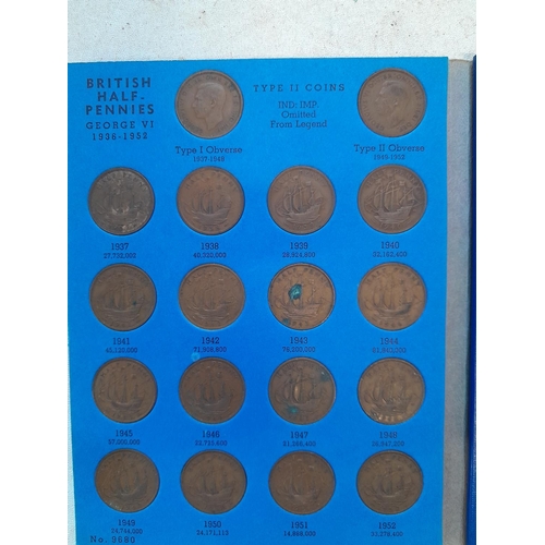 23 - Full Coin Set of GB Half Pences 1937 - 1967 in Whitman folder, GF - NEF