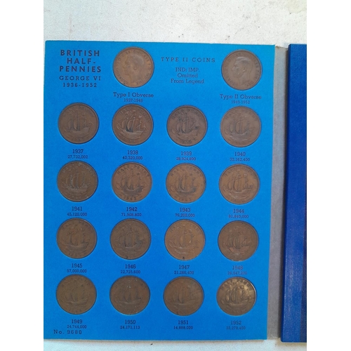 24 - Full Coin Set of GB Half Pences 1937 - 1967  in Whitman folder, GF - EF