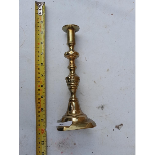 36 - Pair of 19th century brass candlesticks