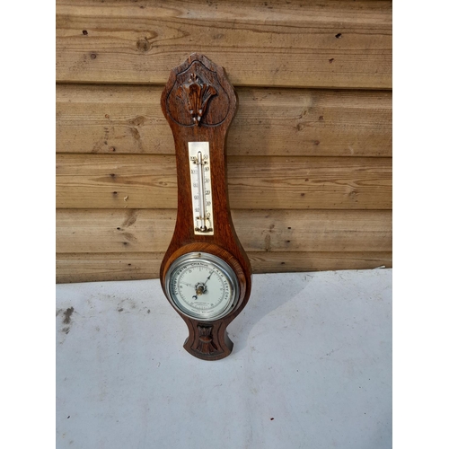 45 - Vintage oak case barometer with F&C thermometer