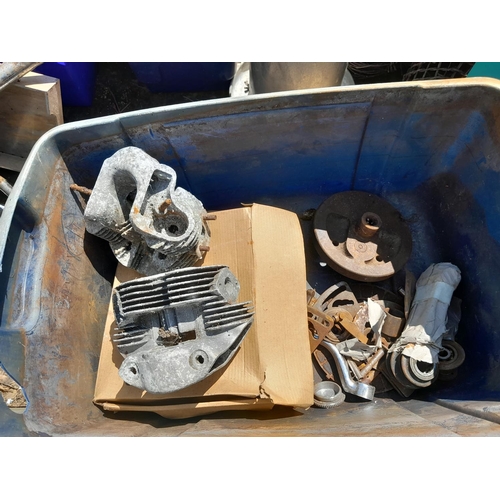 138 - Box of garage equipment : possible vintage motorcycle and car interest : distributor caps etc. (BSA ... 