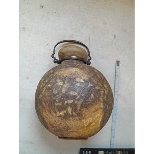 140 - Vintage style Persian leather pilgrim flask