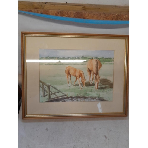 179 - 2 x 20th century watercolours Mare and Foal by Frederick Curnow