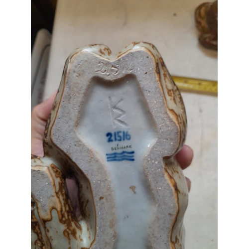 213 - 2 x Royal Copenhagen Stoneware Models of a Foal with incised KK mark for Knud Kyhn