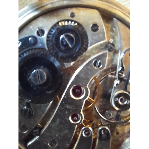 252 - Vintage pocket watch in 18 ct gold case with light niello work down case sides in box of issue