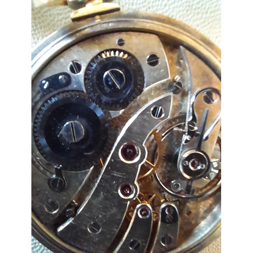 252 - Vintage pocket watch in 18 ct gold case with light niello work down case sides in box of issue