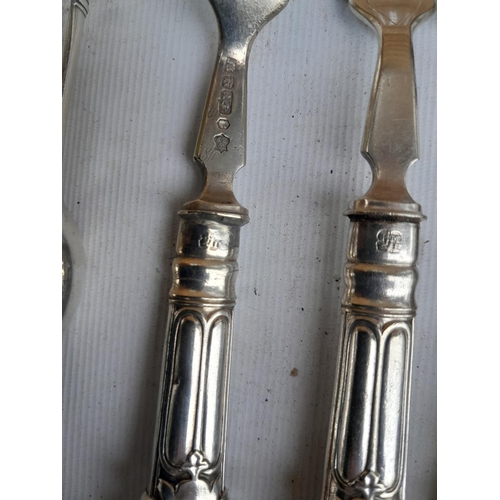 294 - Silver plated sugar nips and fish forks