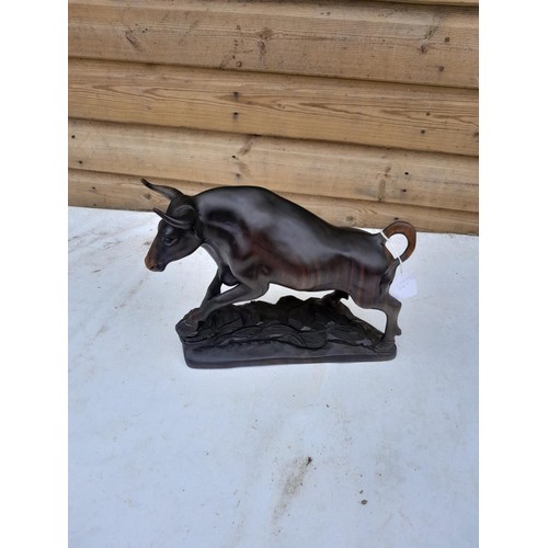 77 - Vintage South East Asian carved Rosewood figure modelled as a Bull 33 cms x 27 cms