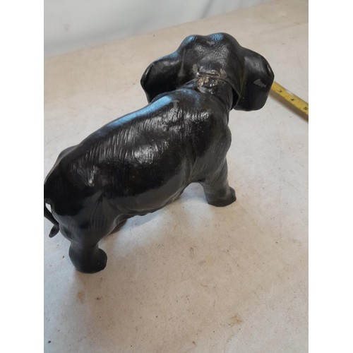 90 - Scarce early 20th century painted spelter table lighter / striker modelled as an elephant, with stri... 