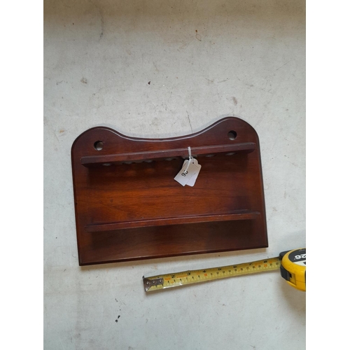 97 - Early 20th century solid mahogany pipe rack 30 cms x 21 cms with nice patina