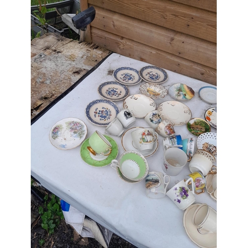 10 - Various teacups, some matching some mismatch