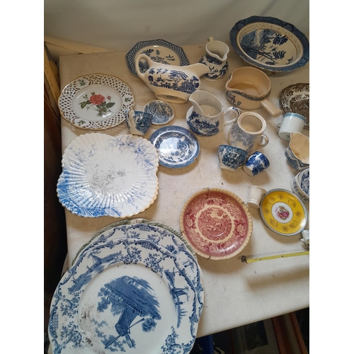 14 - Assorted mainly blue and white china, some with chips