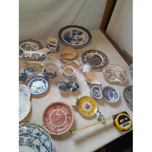 14 - Assorted mainly blue and white china, some with chips