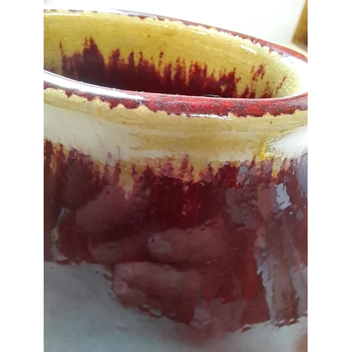 19 - Studio pottery vase, heavy ox blood glaze in good order