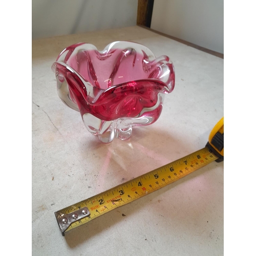 22 - Murano / Mdina style heavy pink glass vase