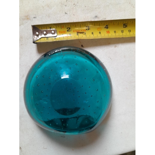 23 - Whitefriars style blue bubble glass bowl