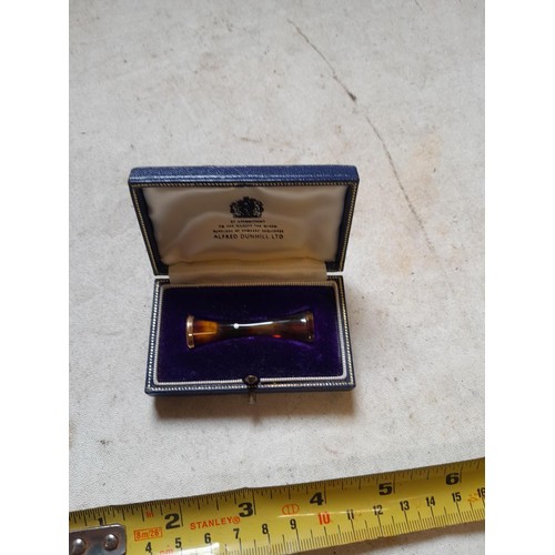 141 - Dunhill short shape tortoiseshell cigarette holder with 9 ct ferrule in original box of issue