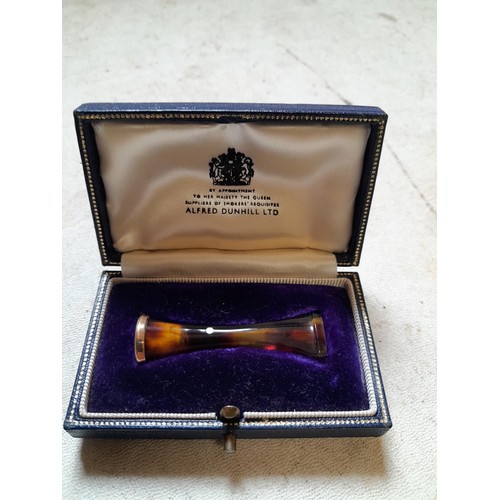 141 - Dunhill short shape tortoiseshell cigarette holder with 9 ct ferrule in original box of issue