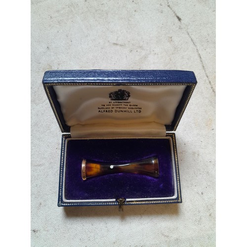 141 - Dunhill short shape tortoiseshell cigarette holder with 9 ct ferrule in original box of issue