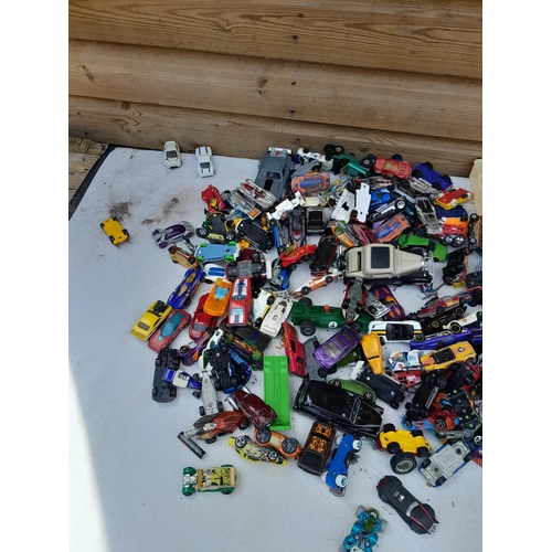 97 - Assorted play worn die cast toy cars, differing makers and dates