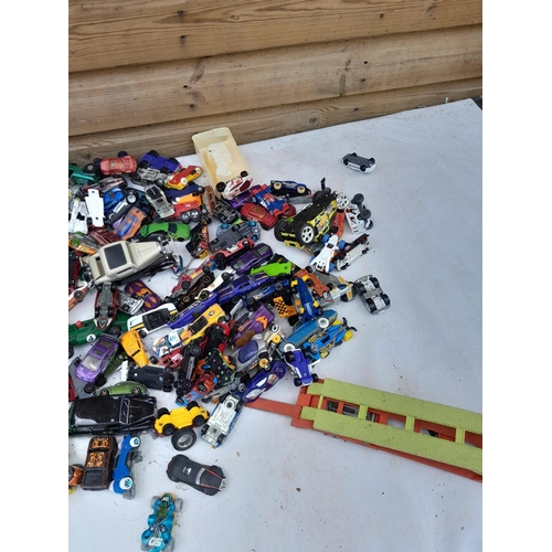 97 - Assorted play worn die cast toy cars, differing makers and dates