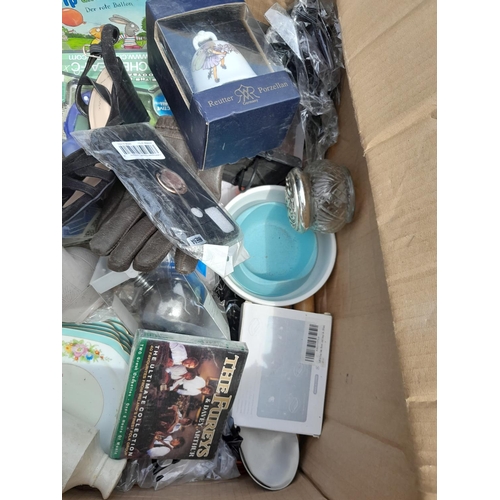 104 - Box of china glass bric brac etc.