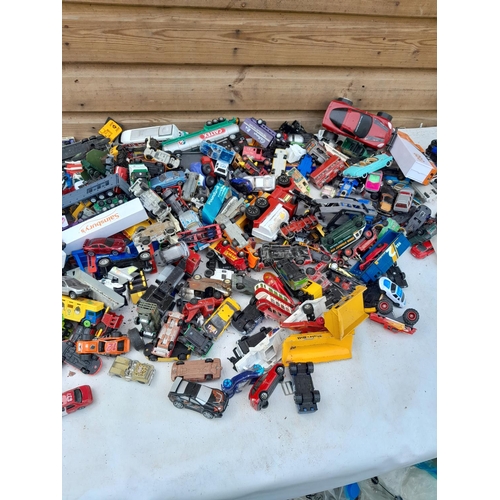 105 - Assorted play worn die cast toy cars, differing makers and dates