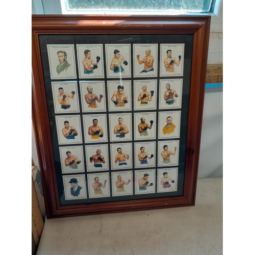 115 - Set of three  mounted double sided reproduction Boxing interest cigarette cards