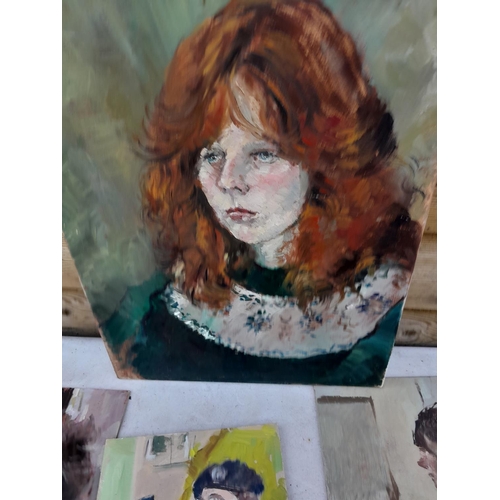 195 - Assorted oils on canvas, portraits by Jean Grieve