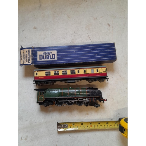 230 - Hornby Dublo boxed Corridor coach and Duchess of Montrose locomotive NOT boxed