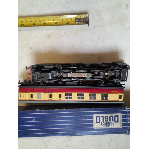 230 - Hornby Dublo boxed Corridor coach and Duchess of Montrose locomotive NOT boxed