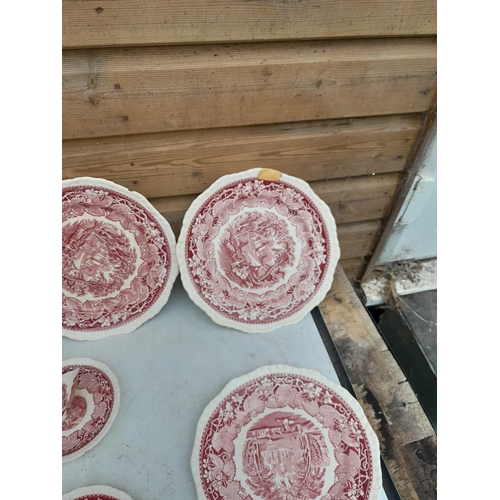 234 - Vintage Masons red and white ware, Vista pattern, some crazed or chipped, some in good order