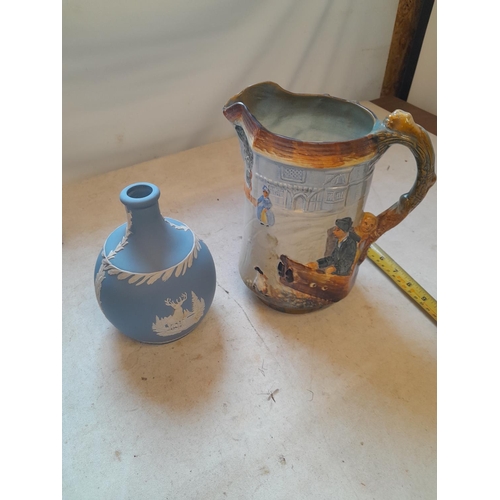 292 - Burleigh ware jug, Old Stocks & Wedgwood Jasper ware vase