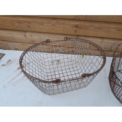 341 - 2 x vintage French wire work panniers / baskets