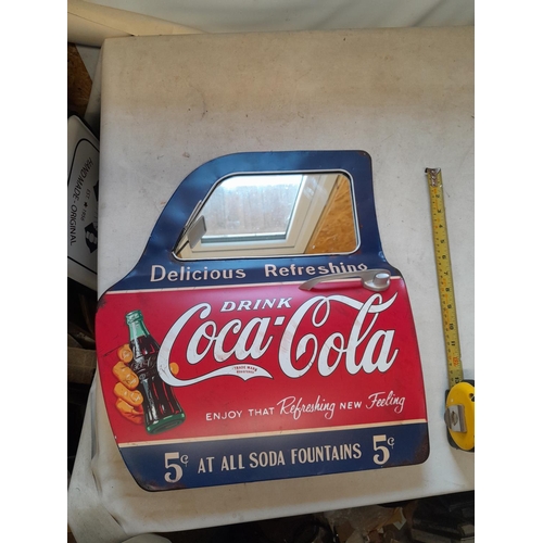 347 - Vintage style painted  metal advertising sign as a car door mirror