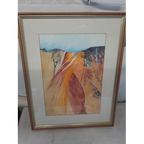 355 - 20th century watercolour Red Cliffs by Patricia Curnow F&G