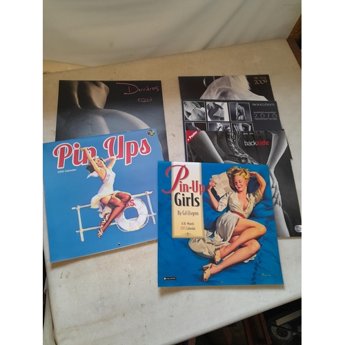 635 - Adult semi erotic literature : 6 x calendars , Pin ups, Derrieres etc