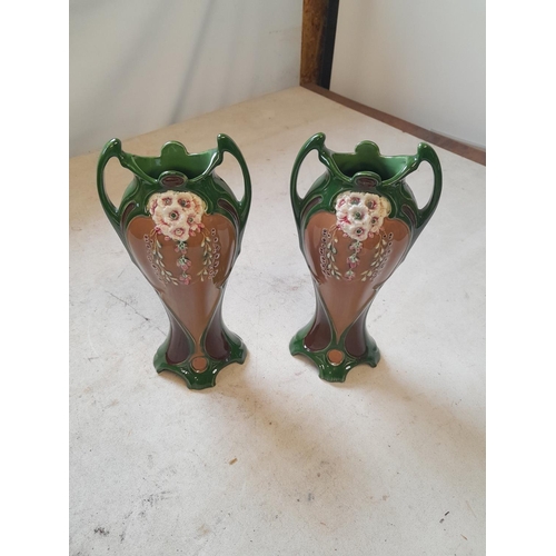 637 - Pair of Eichwald vases, one with very minor foot rim chip