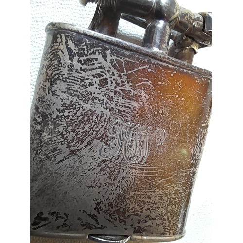 153 - Dunhill solid silver  Unique lighter Pat 143752 from the 1920s with small thumb wheel strike