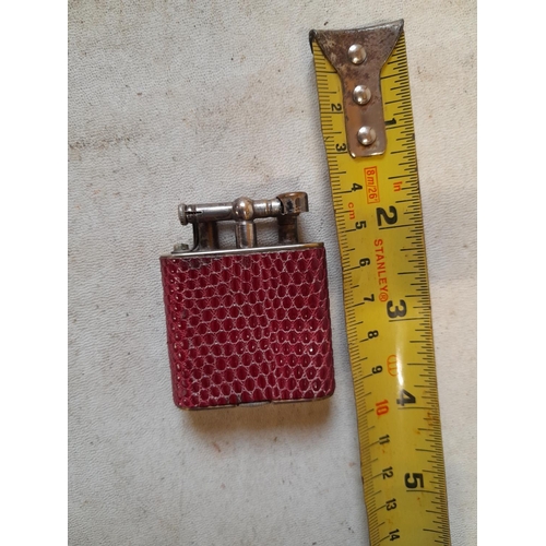 155 - Dunhill Unique lighter from the mid 1920s with red lizard skin decoration and lift arm action Pat 14... 