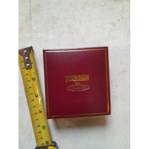 171 - Ronson Whirlwind for H Samuel gold plated lighter in original box of issue