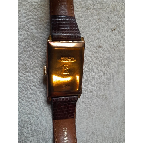 190 - Vintage Dunhill wristwatch with rolled gold case on lizard skin leather strap in a later Dunhill wat... 