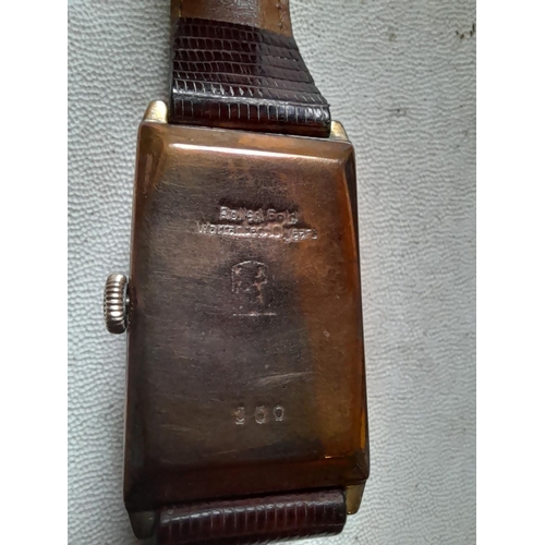 190 - Vintage Dunhill wristwatch with rolled gold case on lizard skin leather strap in a later Dunhill wat... 