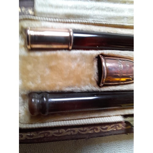 195 - Early 20th century Alfred Dunhill cigarette holder in three pieces made of tortoiseshell with 9 ct g... 