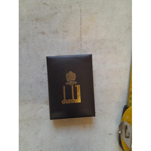 210 - Alfred Dunhill gold plated bark finish Rollagas lighter in original box of issue with original paper... 